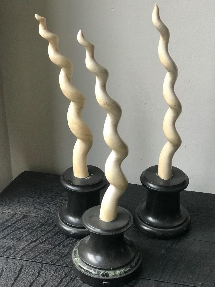 Three Some of spiral sculpted ivory